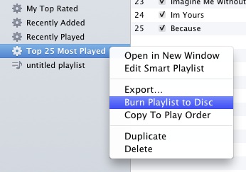 burning list in itunes