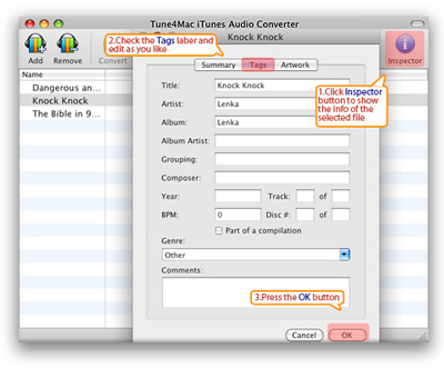 Add tags to the converted audio mp3 files