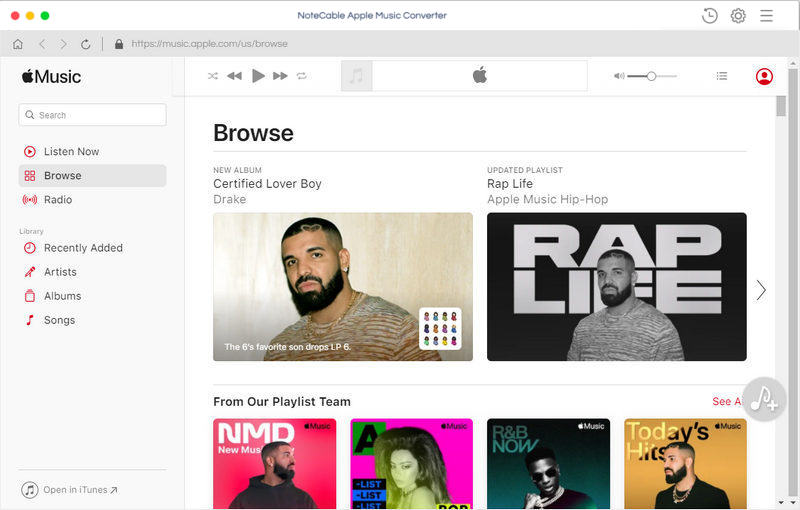 interface of apple music converter