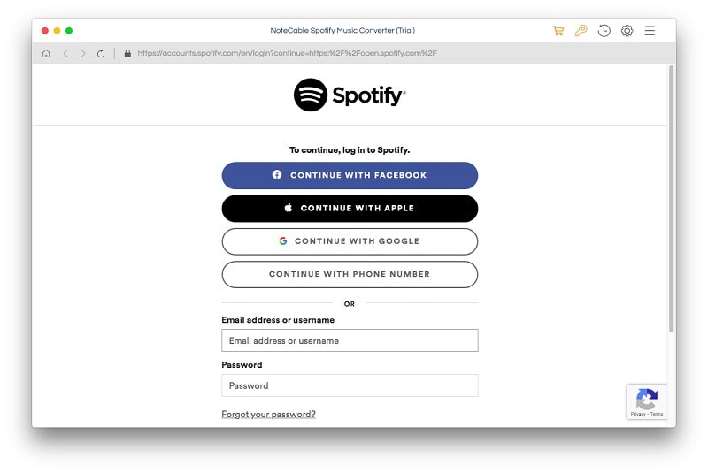 interface of Spotify Audio Converter