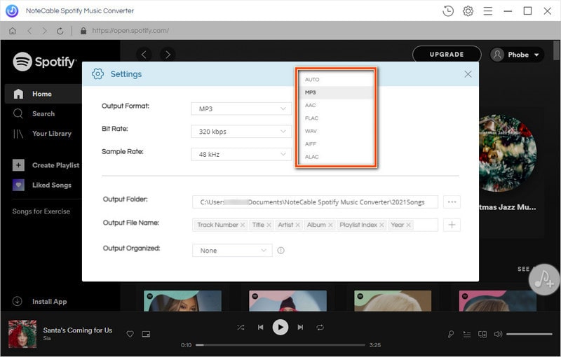 Output settings