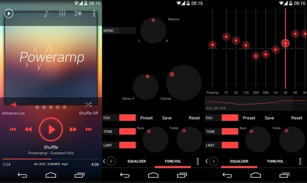 The playing interface of poweramp music player
