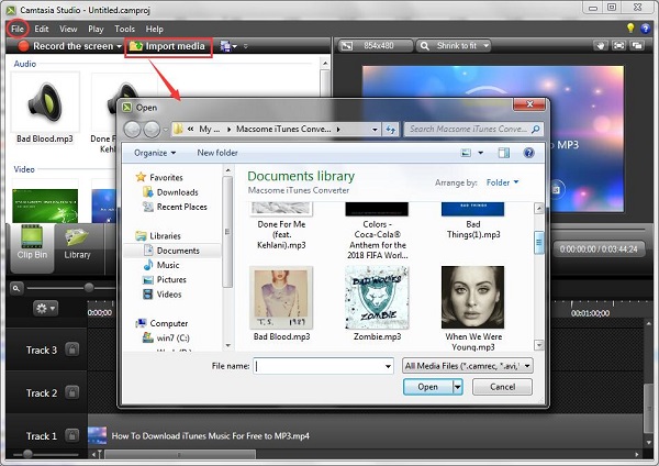 Use the converted iTunes Music on Camtasia Studio 