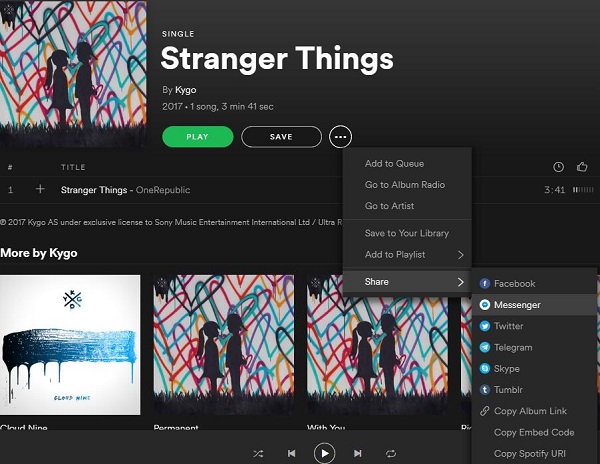 Send the link of Spotify playlists to your friends