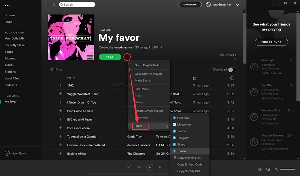 spotify add current song to playlist bettertouchtool